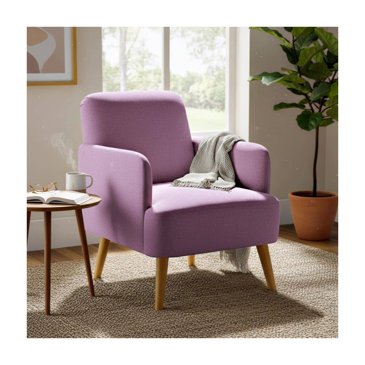 Fauteuil Rembourré Tissu Violet - TEODORE - Image 2