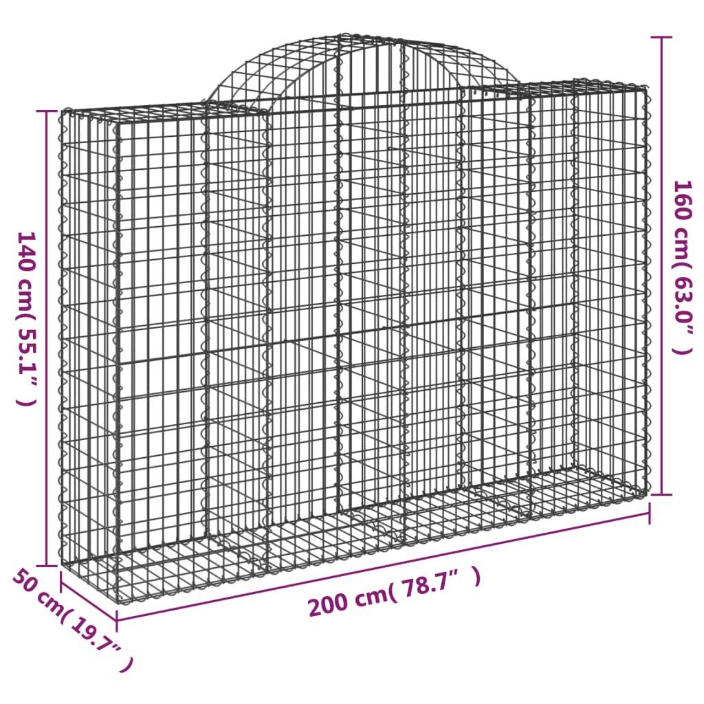Vidaxl - Paniers à gabions arqués 7 pcs 200x50x140/160 cm Fer galvanisé vidaXL 3146367 - Image 3