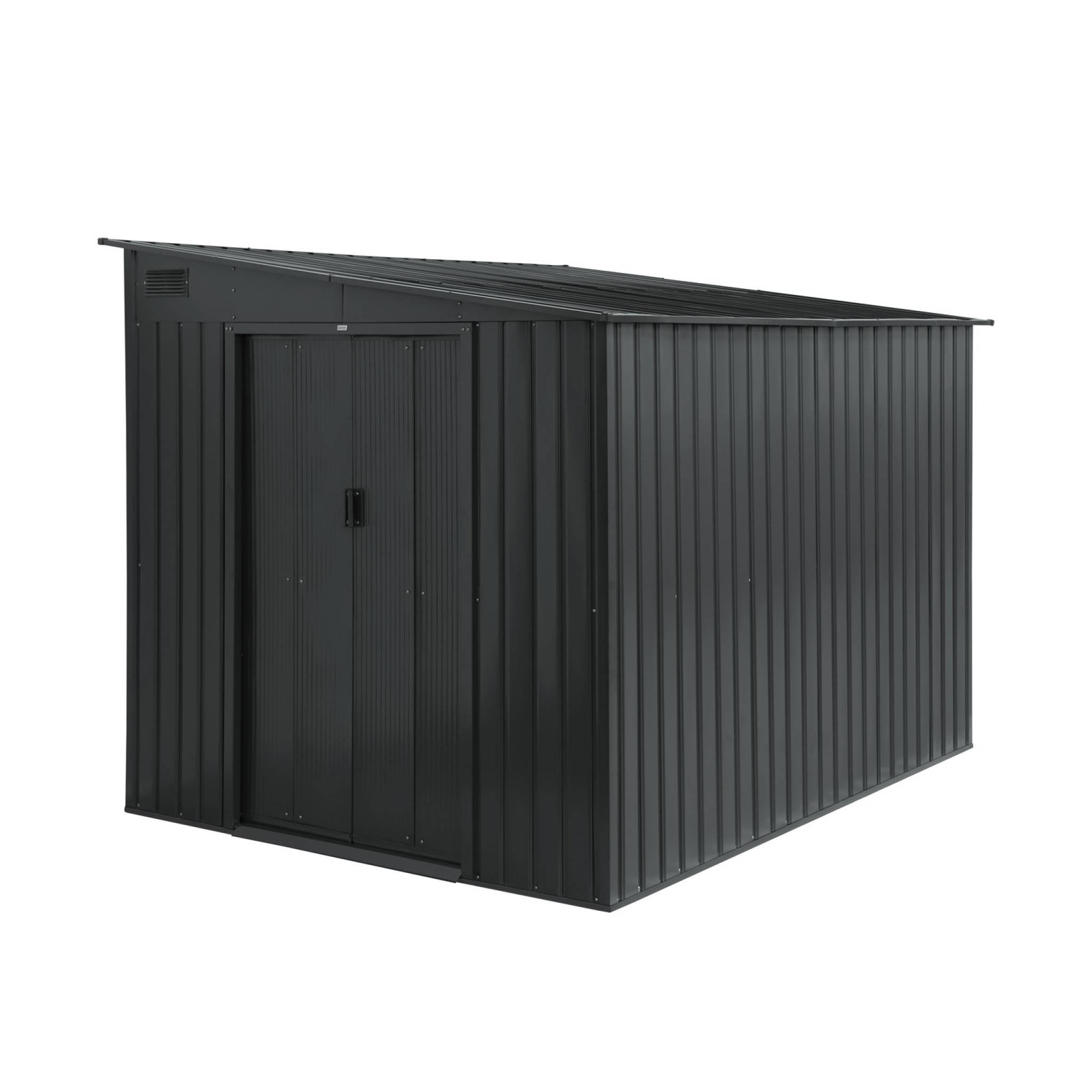 Abri de jardin acier 5.5m² avec kit d'ancrage anthracite L 212.5 x l 258 x H 195cm - Lome | sweeek - Image 1