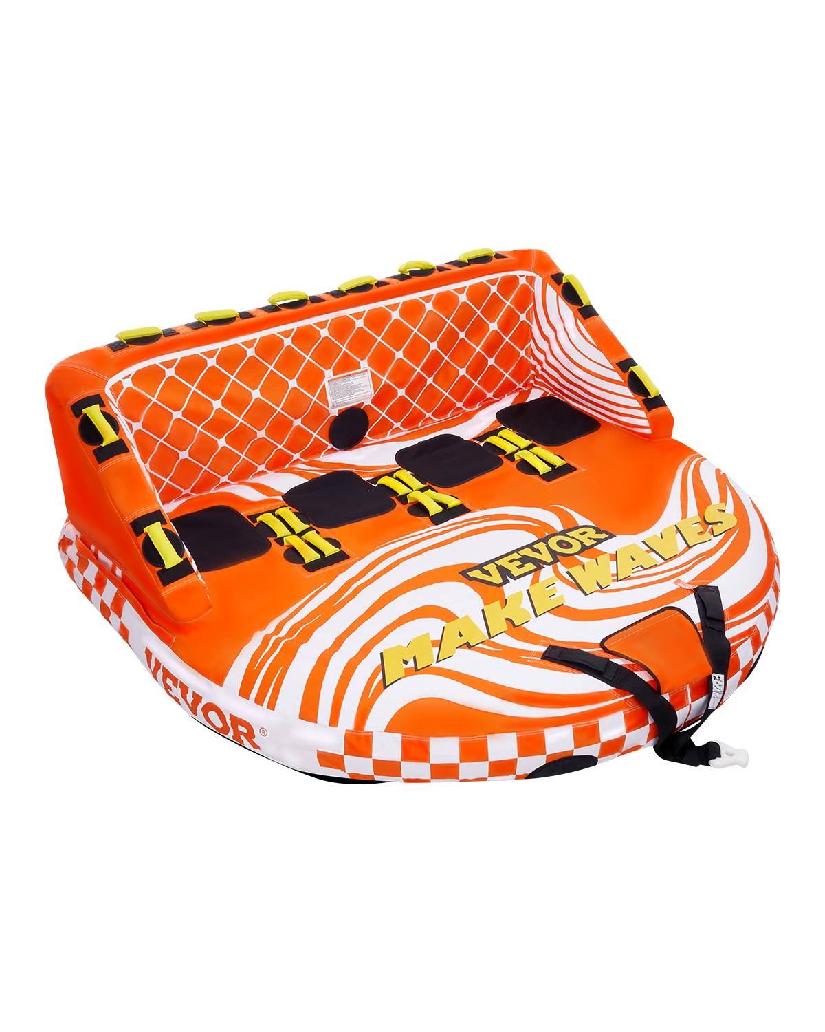 VEVOR Bouée tractée canapé aquatique, 1-4 personnes. Capacité 308kg, housse nylon, poignées maintien.
