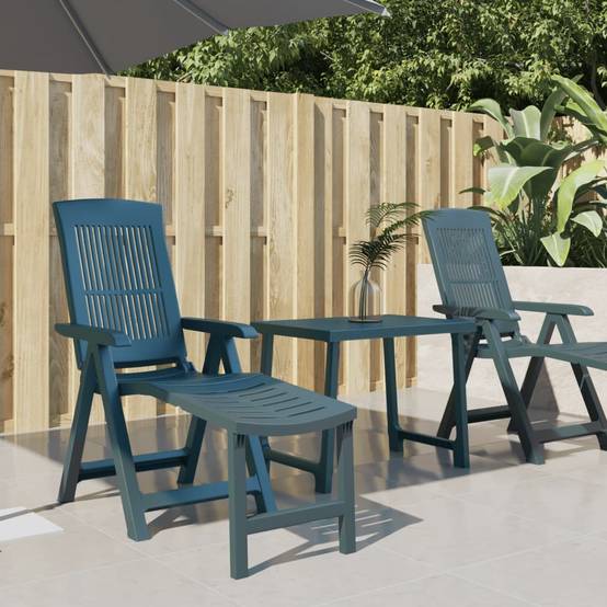 Bain de soleil - Transat - Chaise longue vert plastique - MEUBLE PRO - Image 2