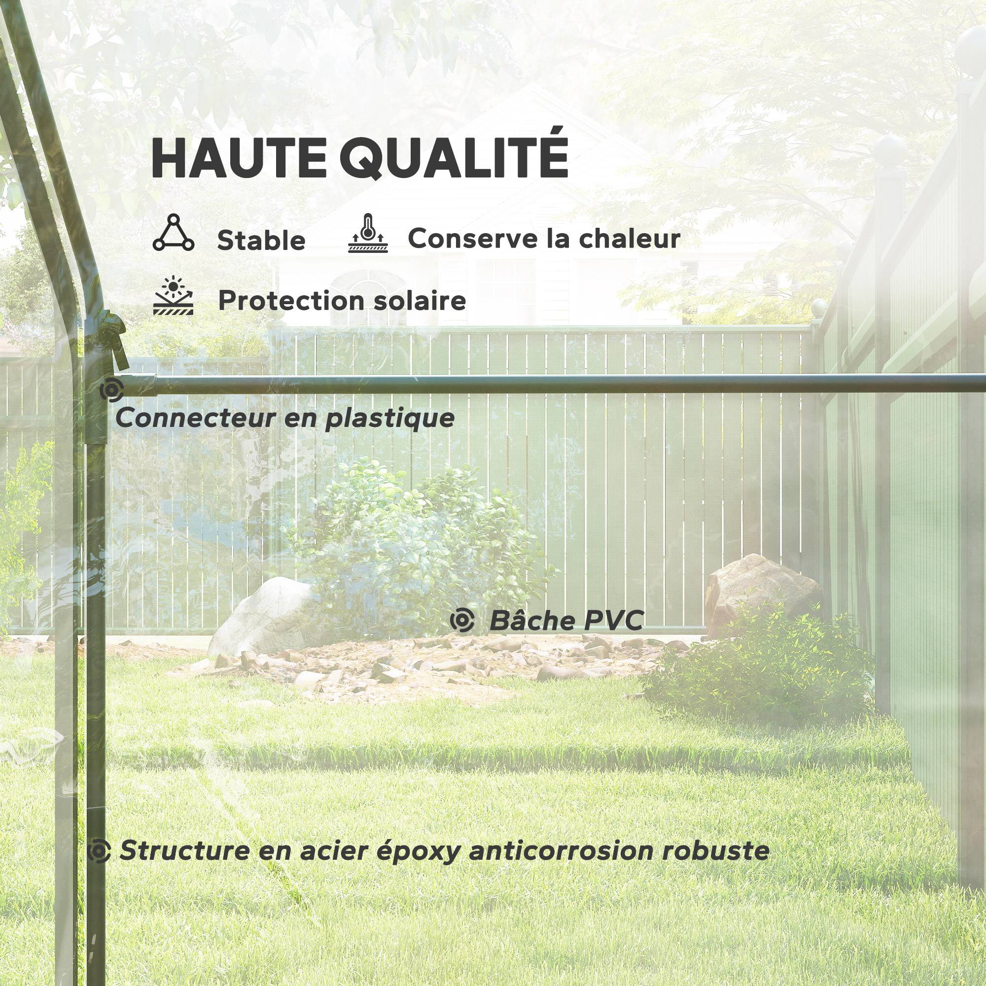 Serre de Jardin Balcon terrasse Serre pour tomates 1,8L x 1l x 1,68H m Acier plastique imperméable Transparent Vert - Image 7