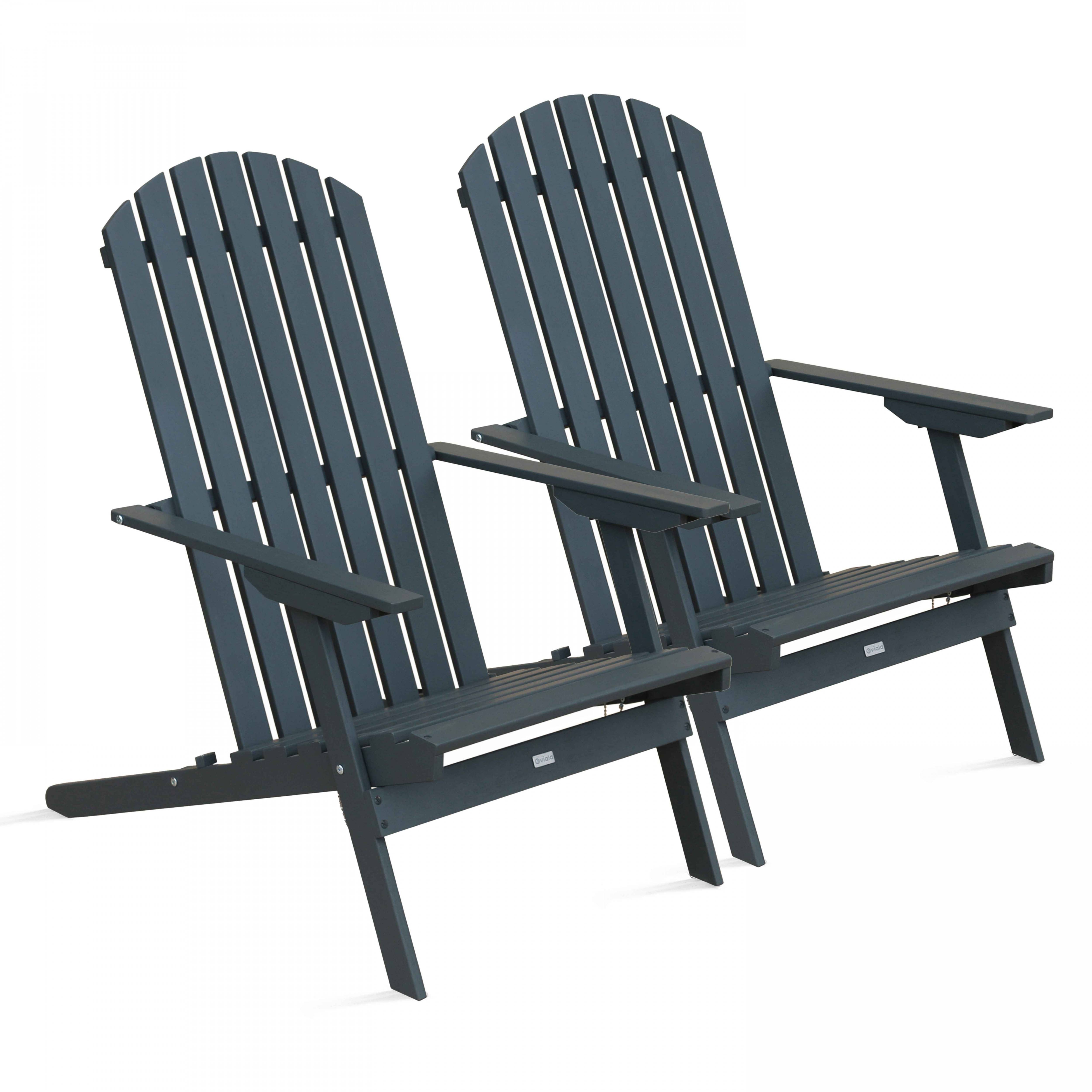 Oviala - Lot de 2 fauteuils pliant en bois d'eucalyptus gris - Oviala - Imagen 1