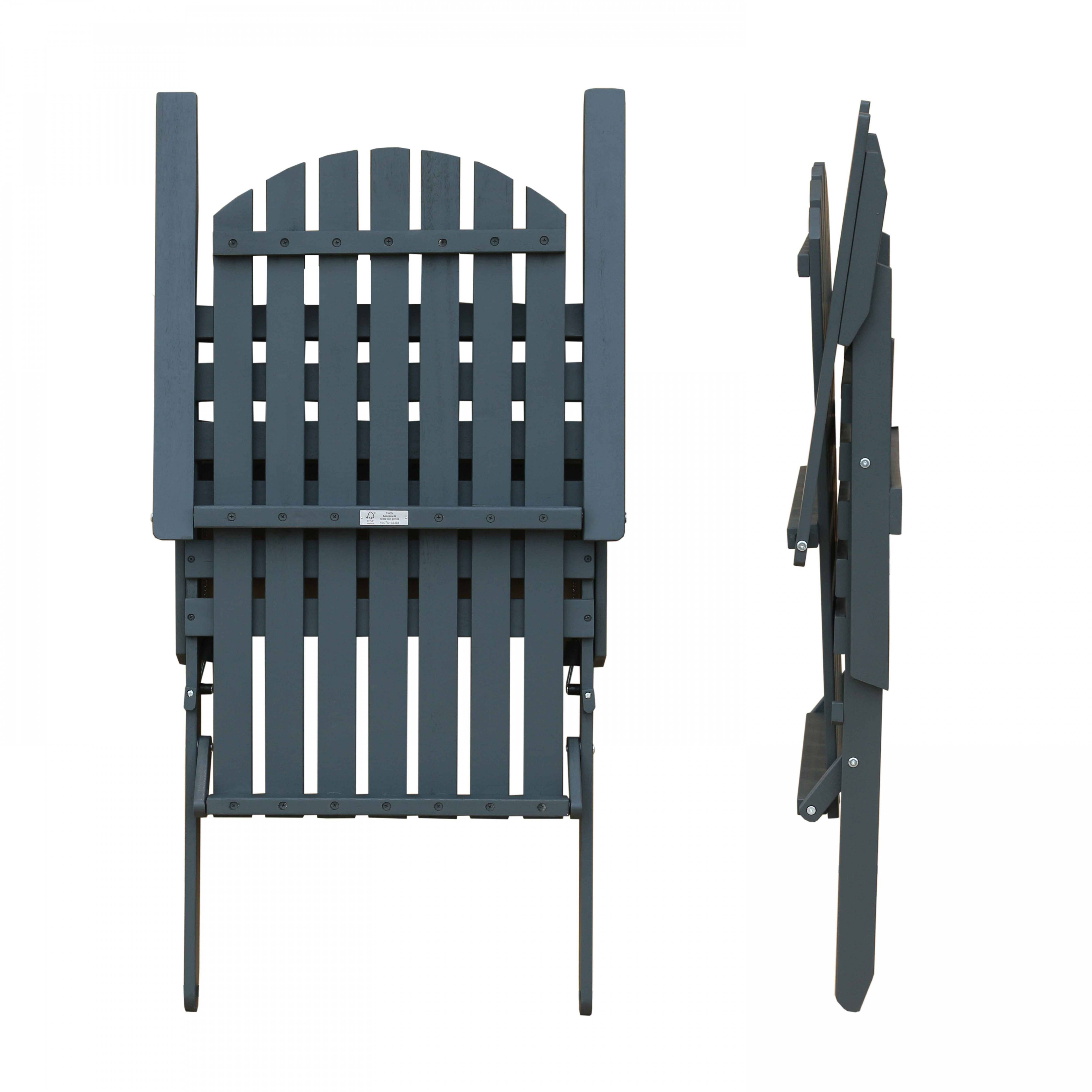 Oviala - Lot de 2 fauteuils pliant en bois d'eucalyptus gris - Oviala - Imagen 5