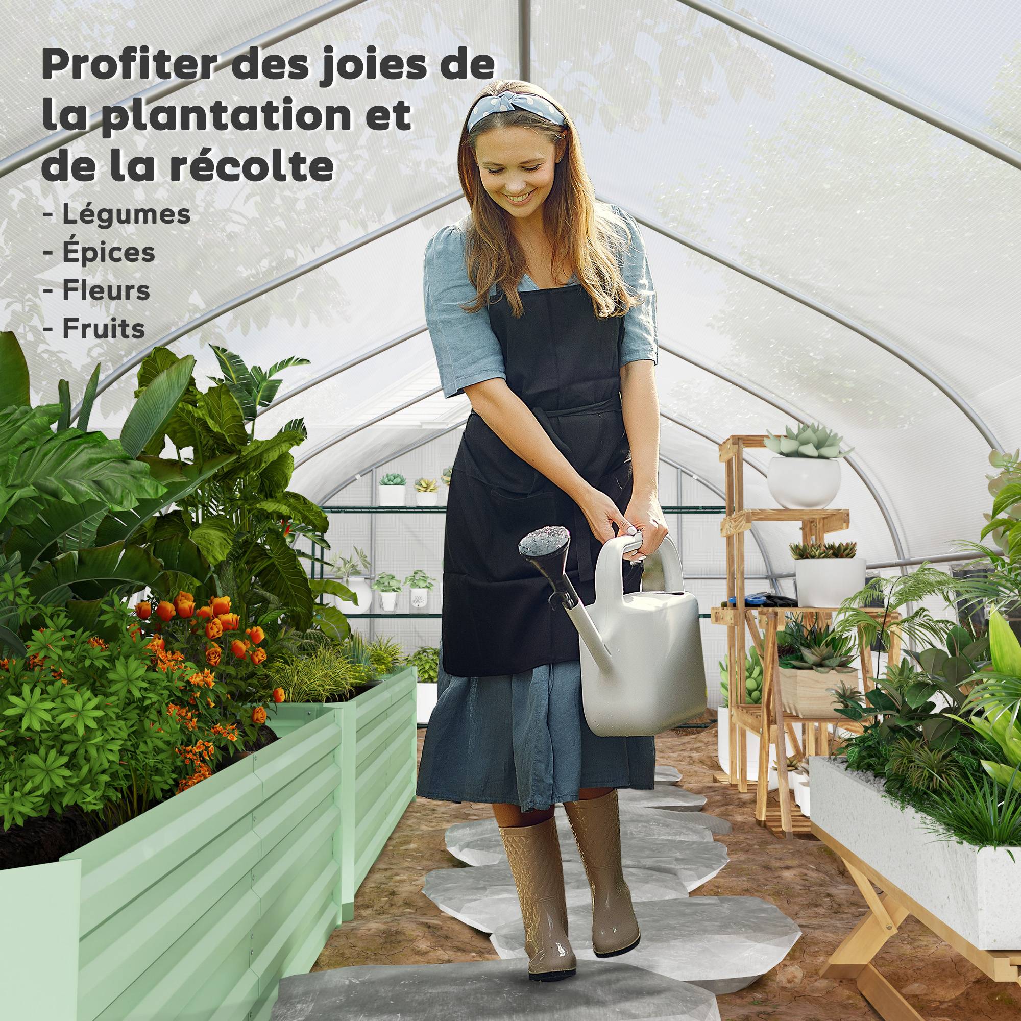 ComfortXL - Grande serre tunnel de jardin 24 m² en PE blanc et acier galvanisé 800 x 300 x 200 cm avec 12 fenêtres de ventilation - Image 7