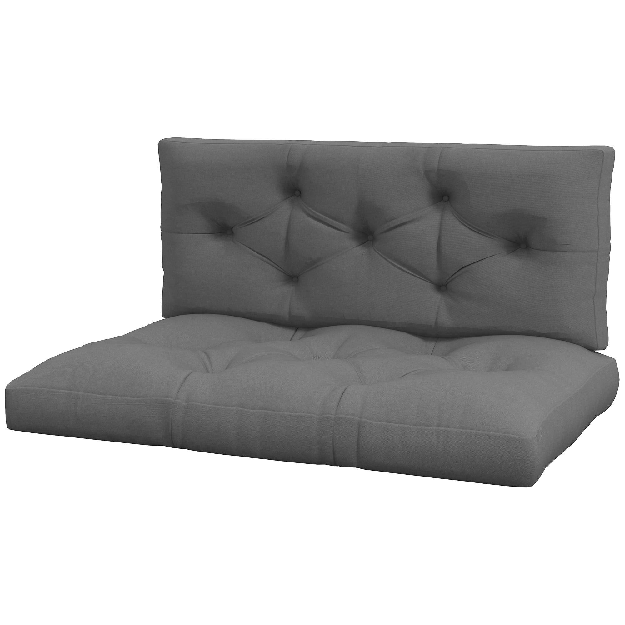 Ensemble de 2 coussins pour canapé palette 2 places dim. 120L x 80l x 12H cm Polyester gris - Image 2