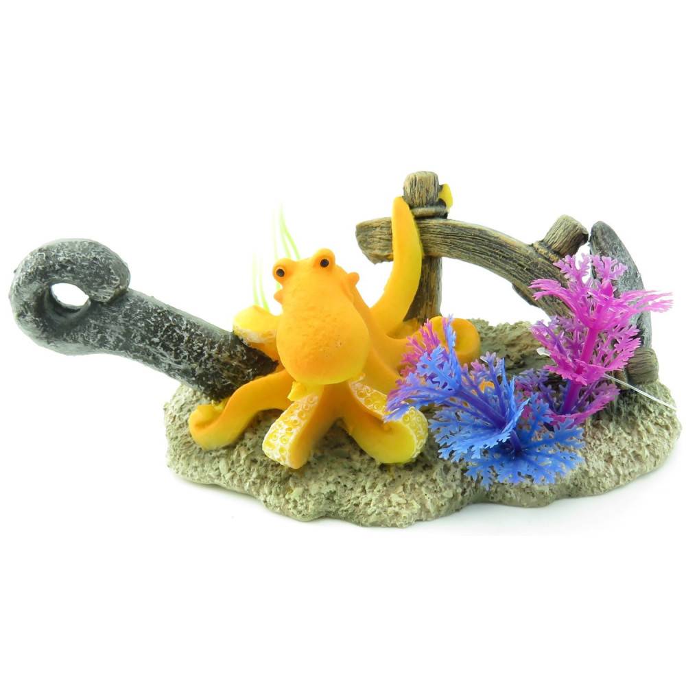 LETO ancre + octopus. 16 x 8 x 9 cm. décoration pour aquarium. - Imagen 4
