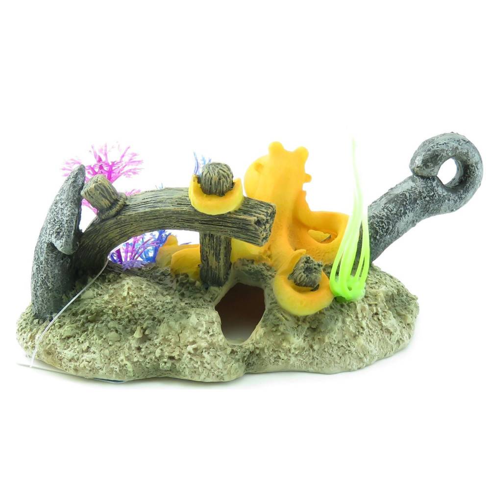 LETO ancre + octopus. 16 x 8 x 9 cm. décoration pour aquarium. - Imagen 5