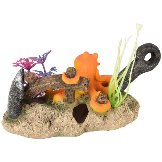 LETO ancre + octopus. 16 x 8 x 9 cm. décoration pour aquarium. - Image 1