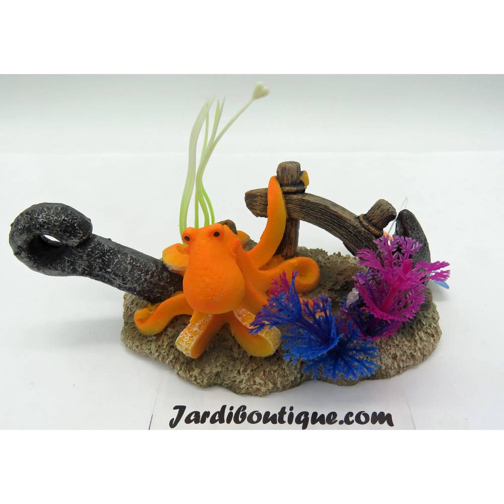 LETO ancre + octopus. 16 x 8 x 9 cm. décoration pour aquarium. - Imagen 9