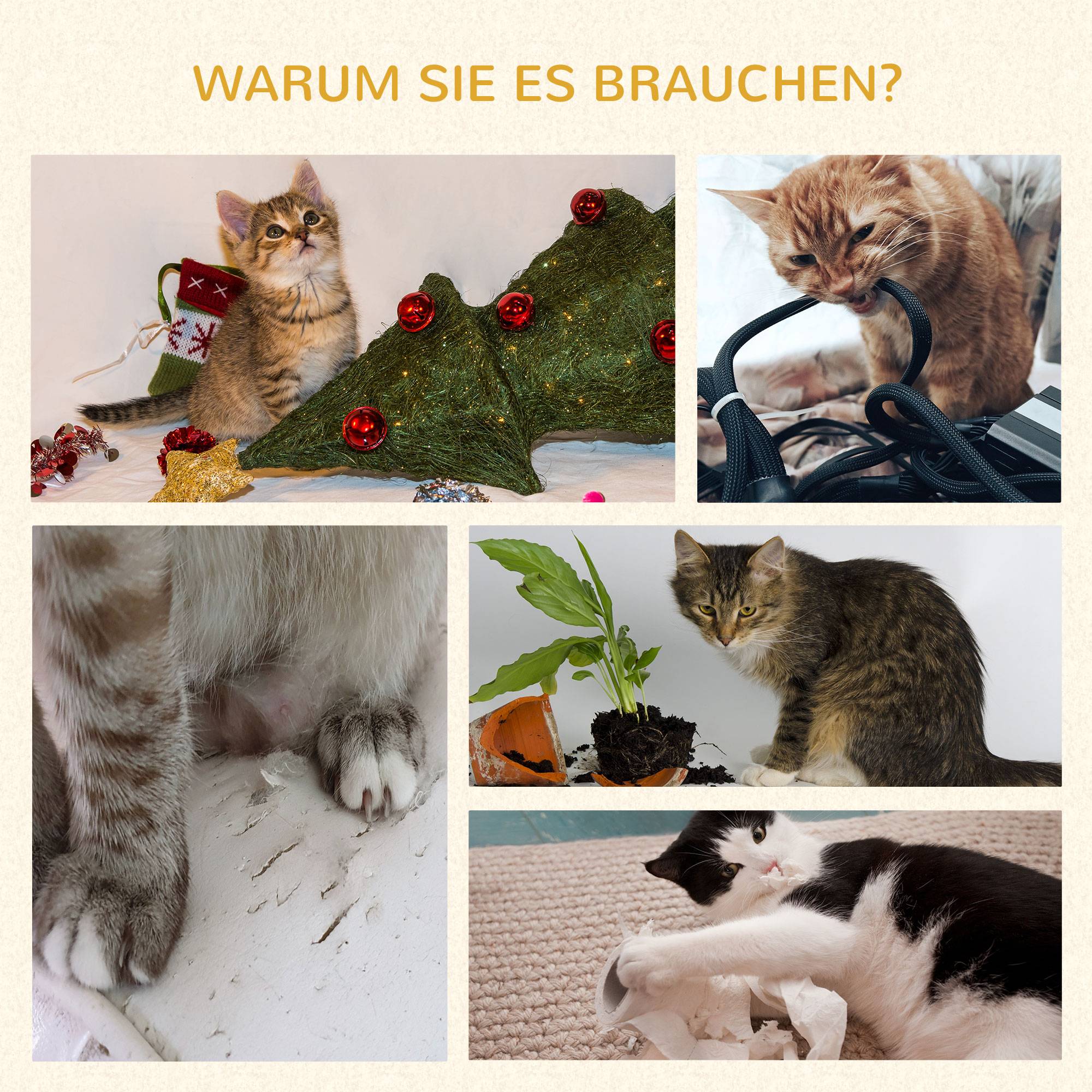 Sans Marque - Arbre à chat PawHut 104 cm avec grotte balles de jeu griffoir poteaux sisal chats jusqu’à 4,5 kg gris - Image 7