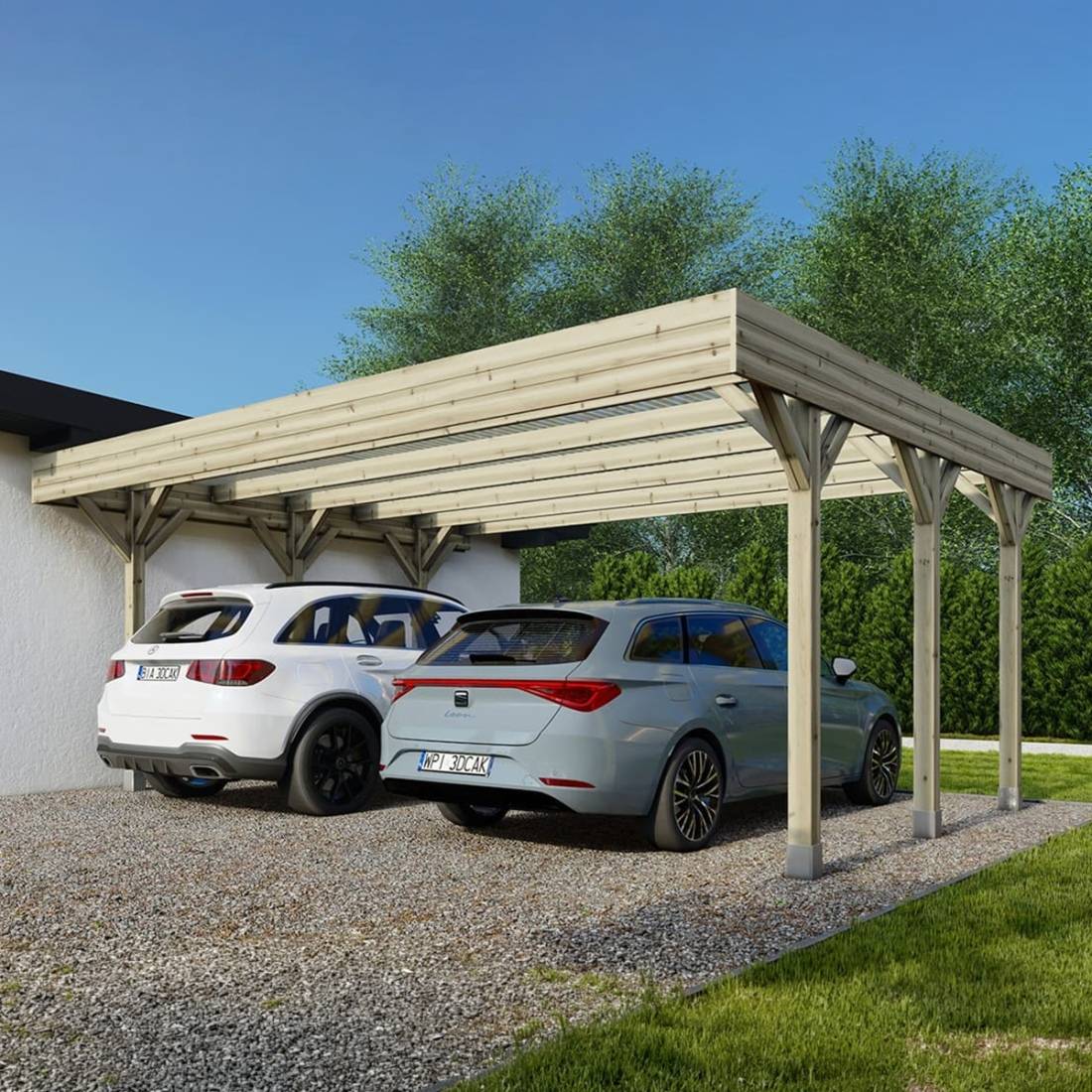 Altanka - Carport, abri de voiture  6.06x5.03 m - 30 m2 - couverture PVC  - CAR5PVCTR - ALTANKA - Image 2