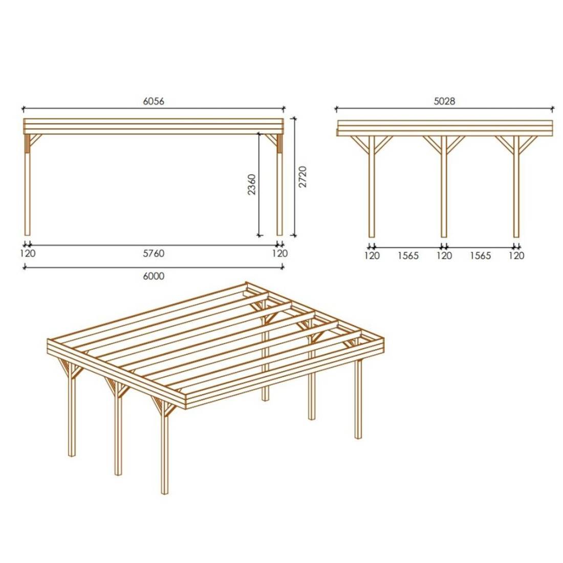 Altanka - Carport, abri de voiture 6.06x5.03 m - 30 m2 - couverture PVC - CAR5PVCTR - ALTANKA - Image 4