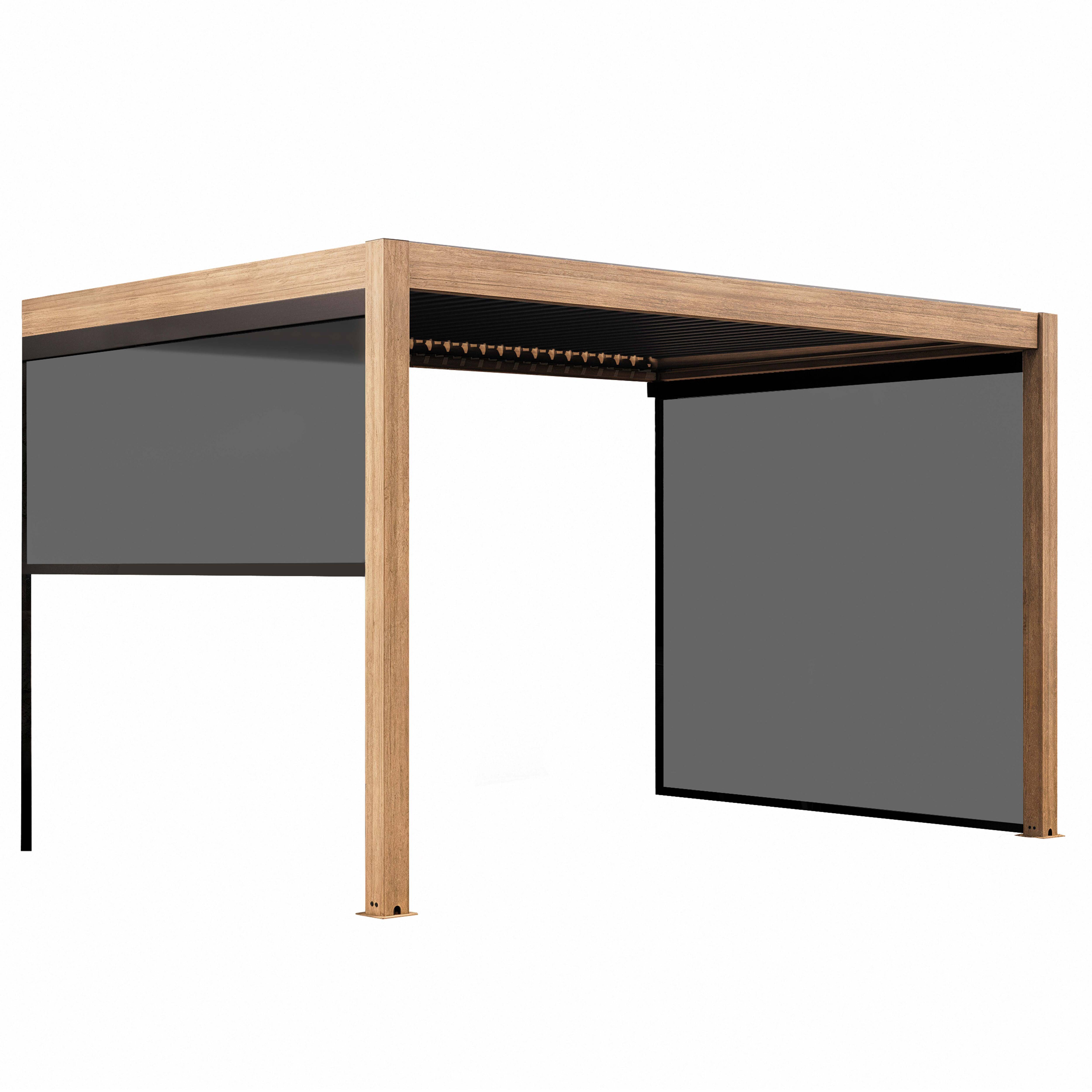 Oviala - Pergola bioclimatique adossée et motorisée éclairée 3x4m et 2 stores Thebes - Oviala - Image 2
