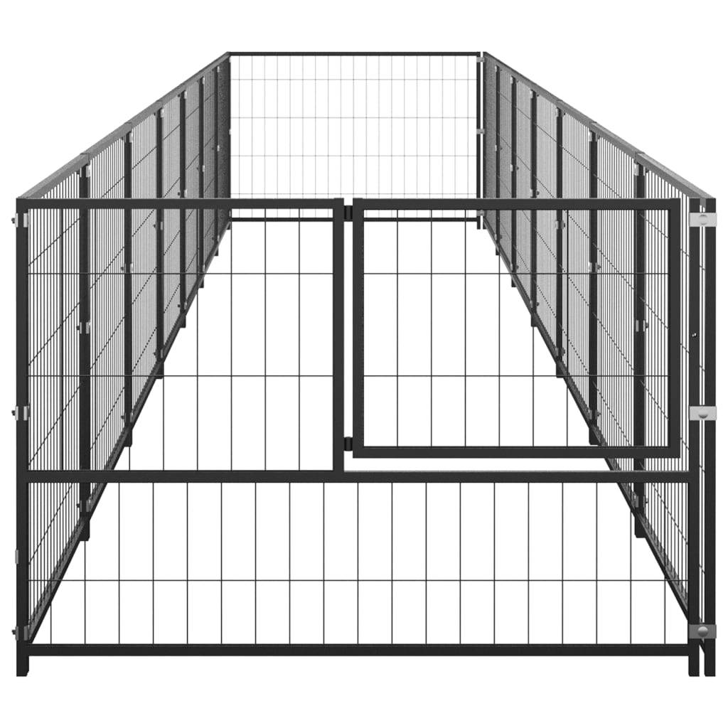 Vidaxl - Chenil Noir 7 m² Acier vidaXL 3082097 - Imagen 5