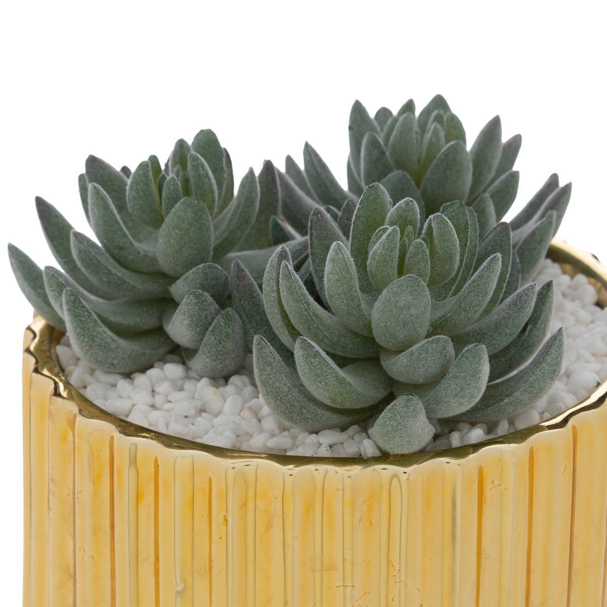 Atmosphera - Plante artificielle en pot "Le collectionneur" en céramique H14cm doré - Atmosphera Créateur d'intérieur - Imagen 2
