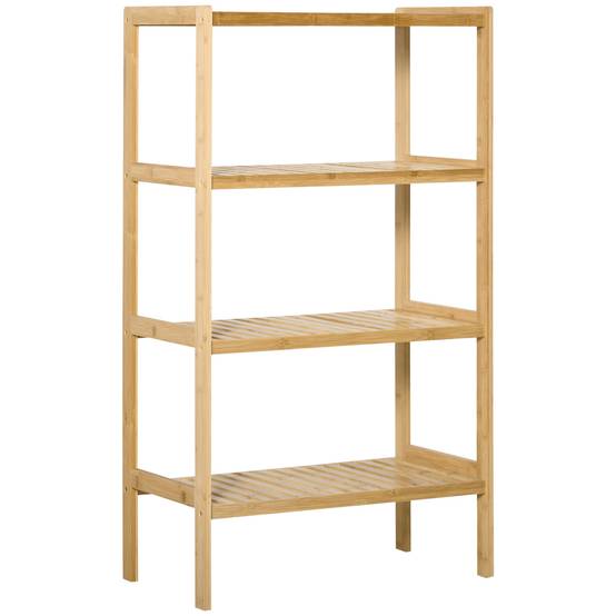 Étagère autoportante en bambou 4 niveaux 62x33x112 cm, bibliothèque et rangement bureau cuisine salle de bain, naturel - Image 2