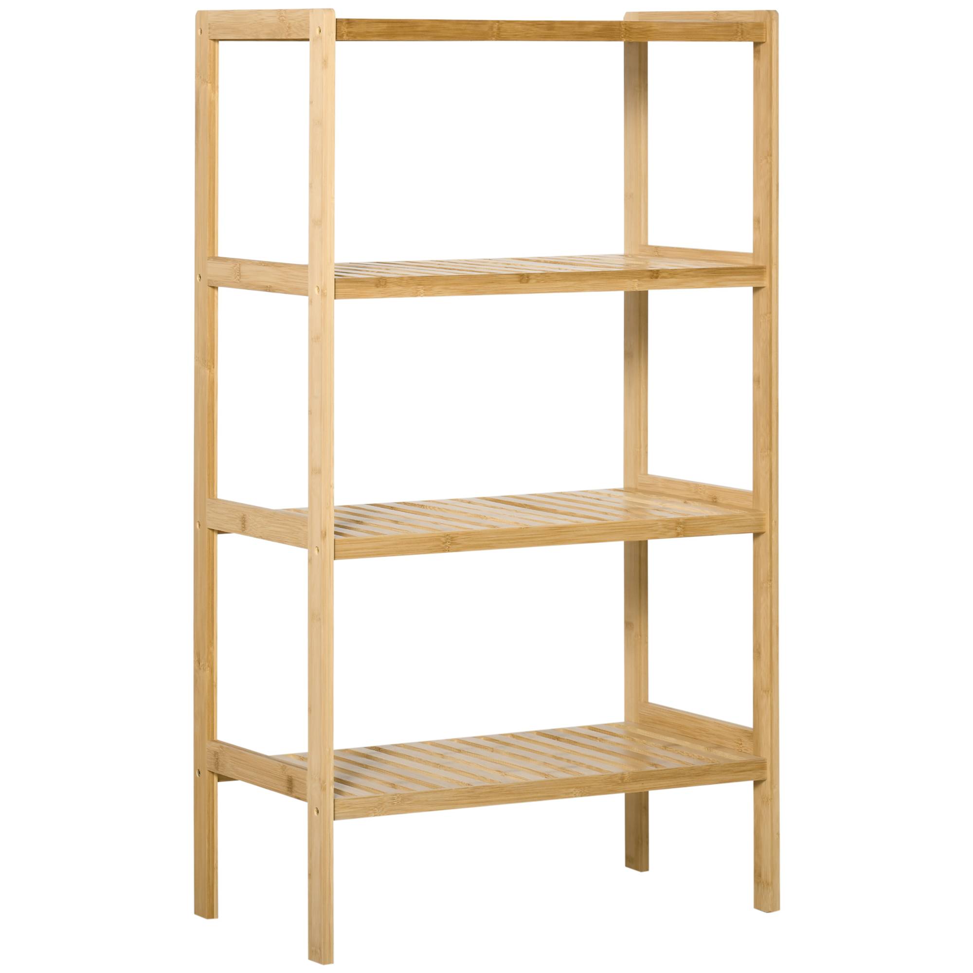 Étagère autoportante en bambou 4 niveaux 62x33x112 cm, bibliothèque et rangement bureau cuisine salle de bain, naturel - Image 2