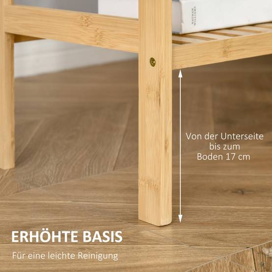 Étagère autoportante en bambou 4 niveaux 62x33x112 cm, bibliothèque et rangement bureau cuisine salle de bain, naturel - Image 8