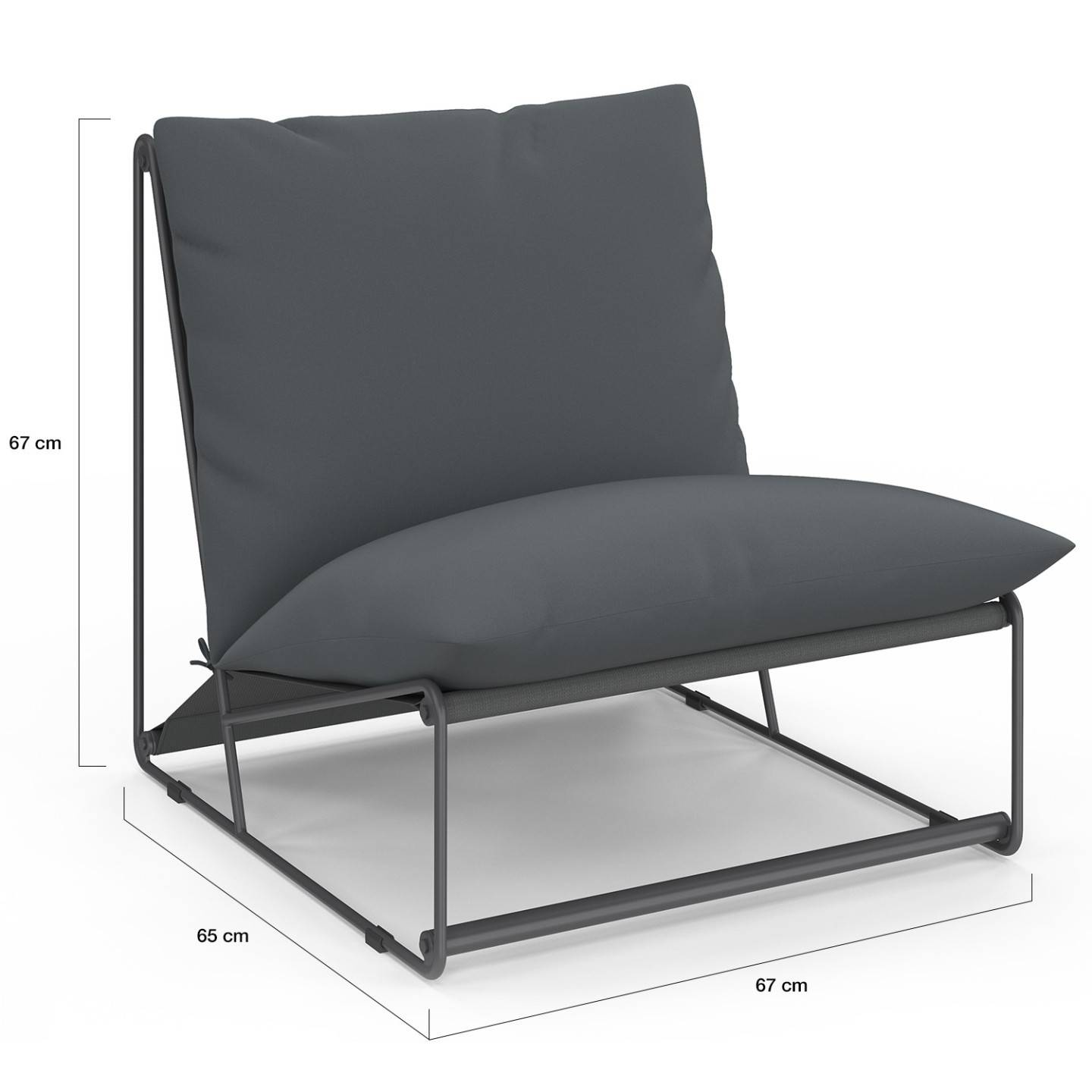 Lot de 2 fauteuils de jardin NAPOLI gris coussins gris anthracite - Image 5