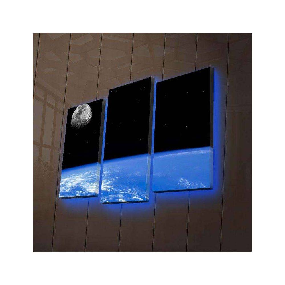 Hanah Home - Tableau lumineux 3 parties Lune 66 x 45 cm - Imagen 2
