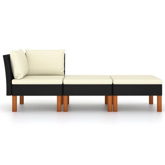Salon de jardin 3 pcs | Mobilier d'extérieur Résine tressée et bois d'eucalyptus massif Maison Chic - Image 1