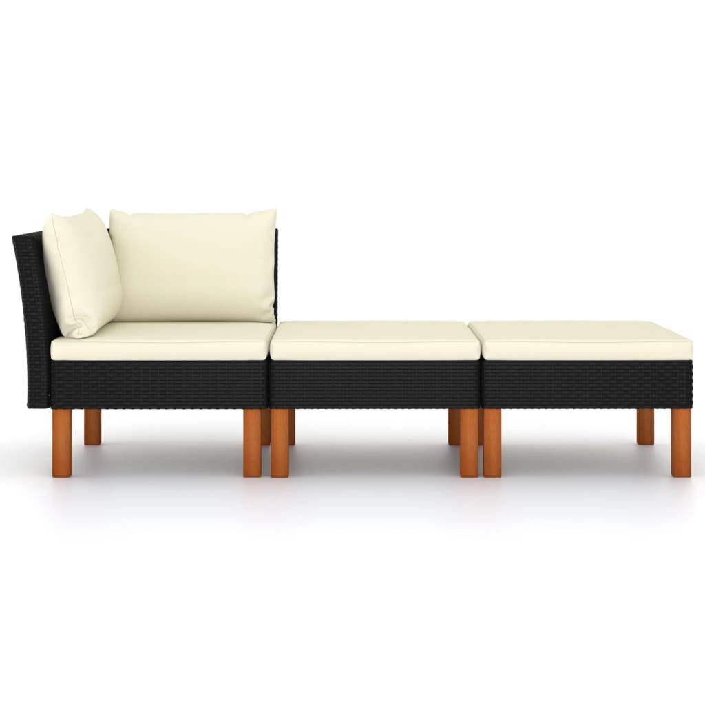 Salon de jardin 3 pcs | Mobilier d'extérieur Résine tressée et bois d'eucalyptus massif Maison Chic - Image 1