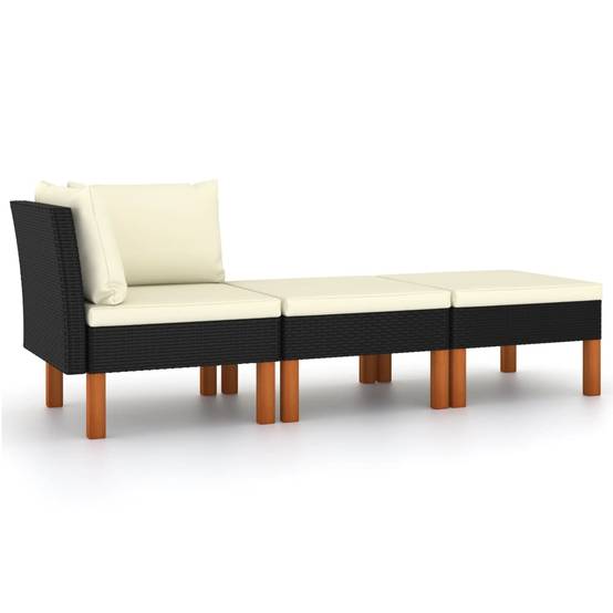 Salon de jardin 3 pcs | Mobilier d'extérieur Résine tressée et bois d'eucalyptus massif Maison Chic - Image 2