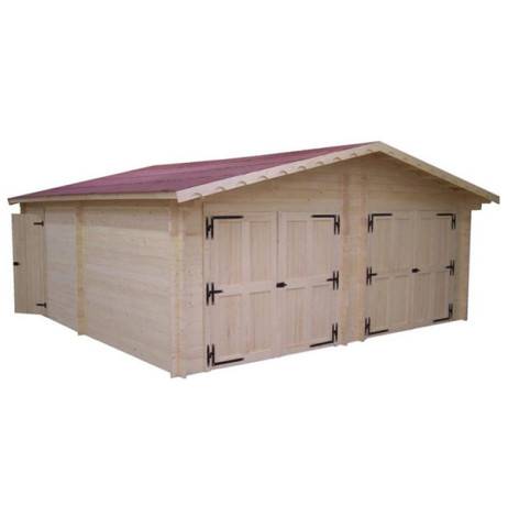 Garage dble en bois Vermont 34.93 m² madriers de 42 mm - Imagen 1