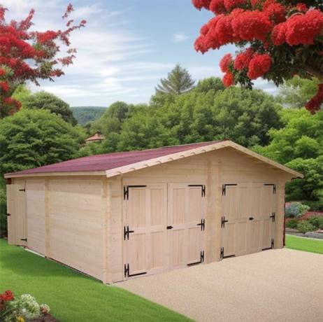 Garage dble en bois Vermont 34.93 m² madriers de 42 mm - Imagen 2