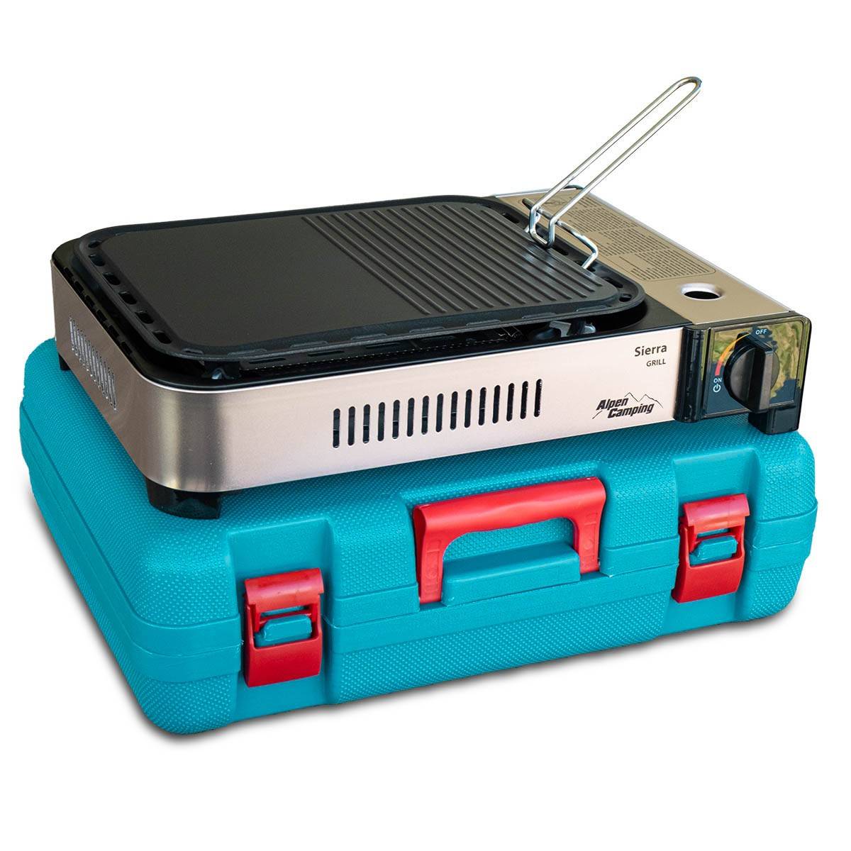 Barbecue grill Plancha gaz 2100W Piezo Haute Qualité + Mallette de transport ALPEN - Imagen 2