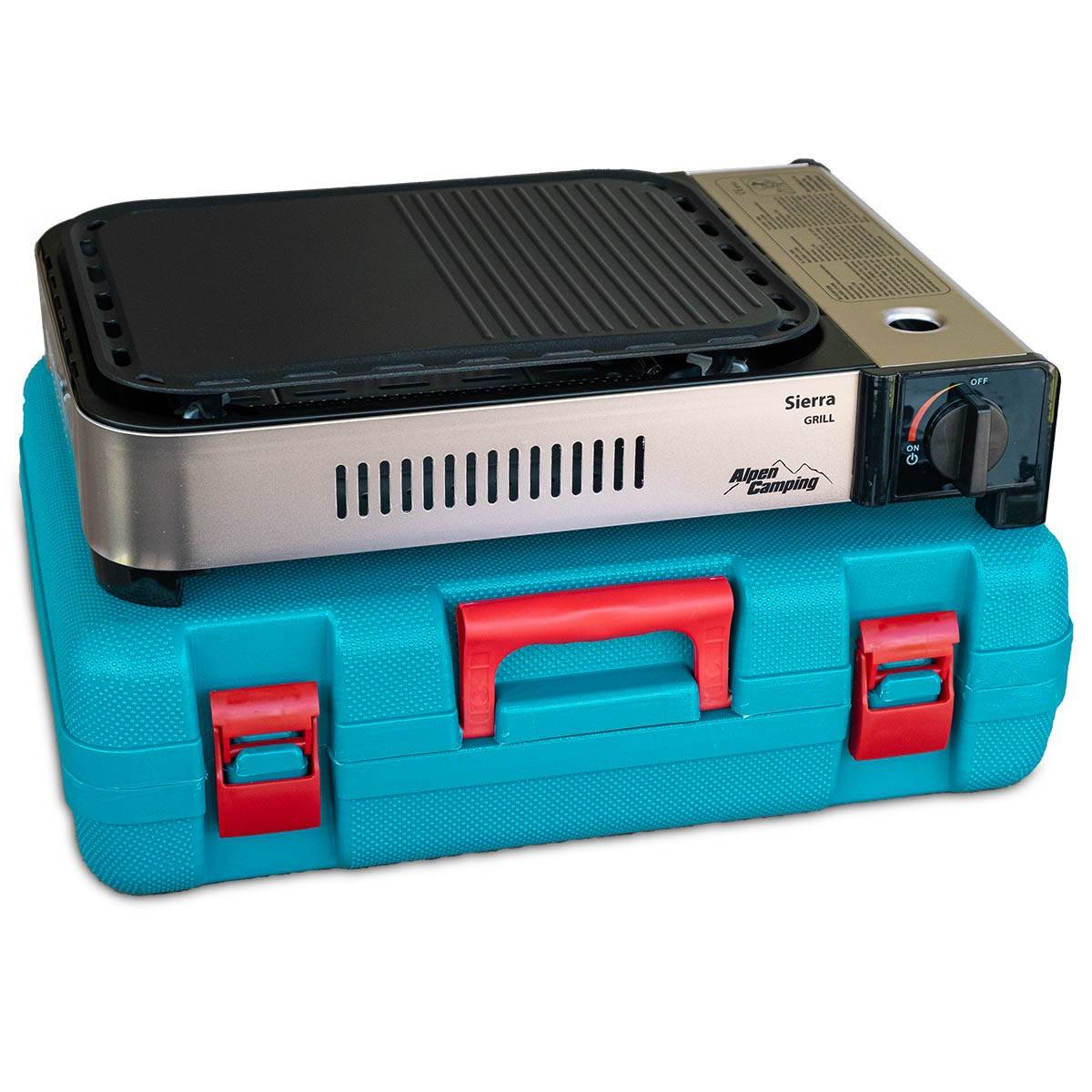 Barbecue grill Plancha gaz 2100W Piezo Haute Qualité + Mallette de transport ALPEN - Imagen 1