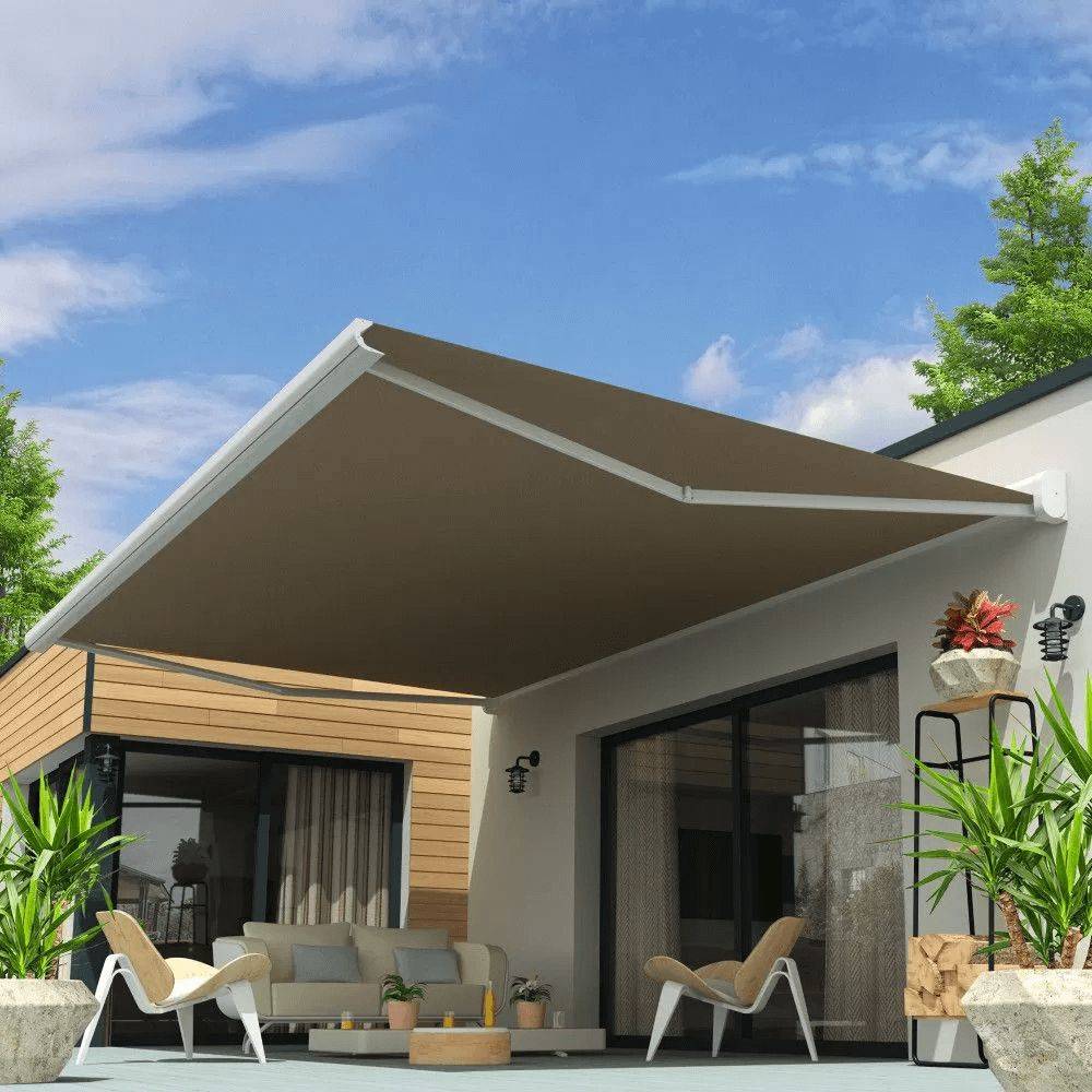 Intersun - Store banne coffre CELESTE 5,00x3,00 M (Motorisé Secours à Télécommande - Blanc - Taupe) - INTERSUN - Imagen 5