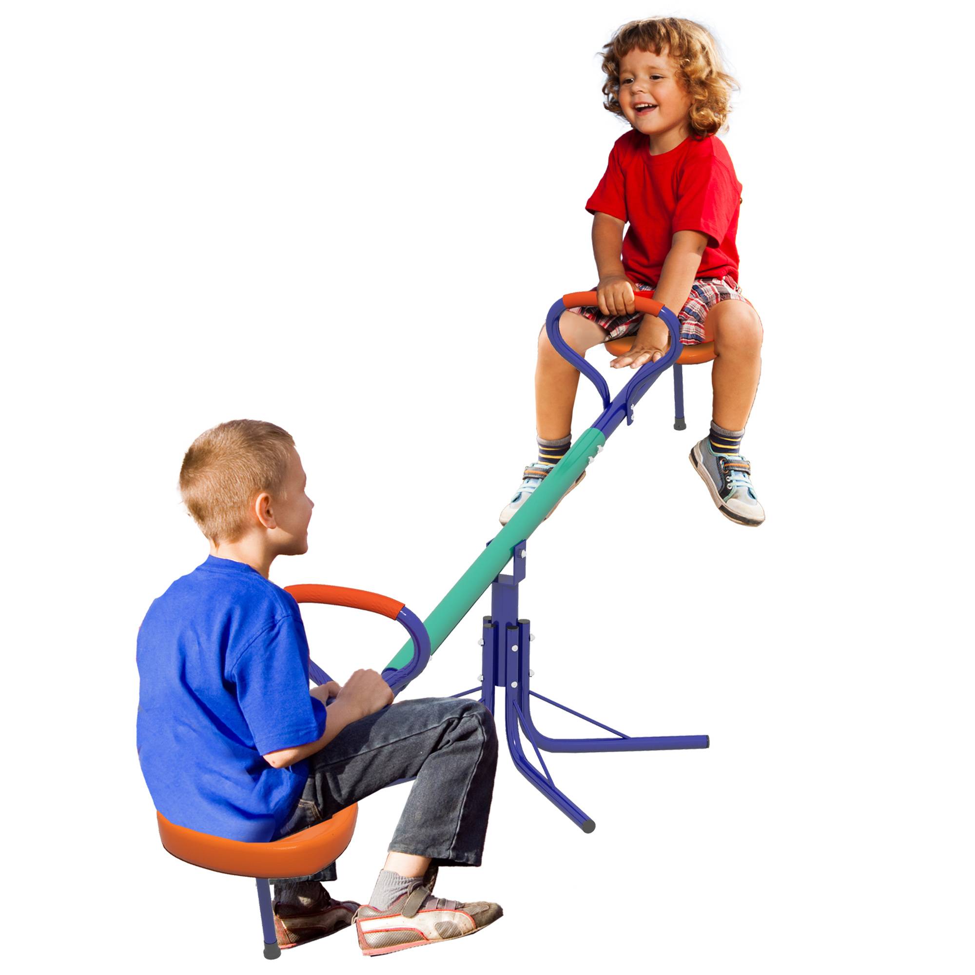 Sans Marque - Balançoire bascule enfants 3-8 ans rotation 360° acier polypropylène 192x60x60 cm - Image 1