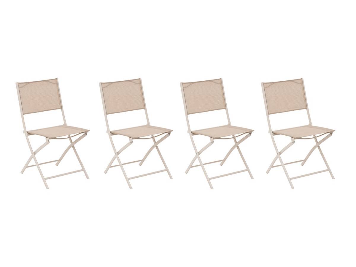 Hesperide - Lot de 4 chaises de jardin pliante métal Modula Lin/argile - Hespéride - Image 1