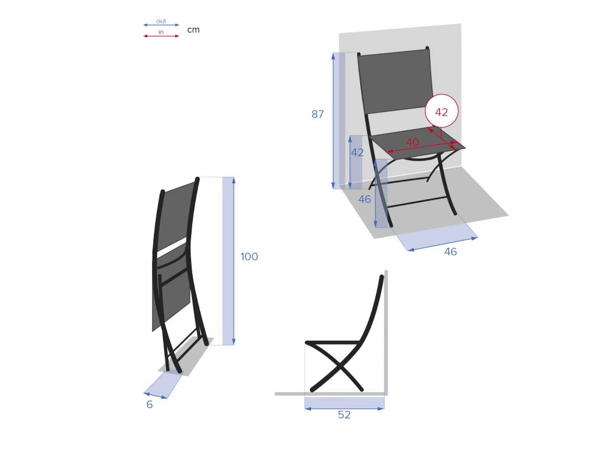 Hesperide - Lot de 4 chaises de jardin pliante métal Modula Lin/argile - Hespéride - Image 7