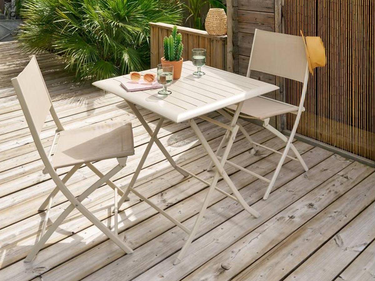 Hesperide - Lot de 4 chaises de jardin pliante métal Modula Lin/argile - Hespéride - Image 3
