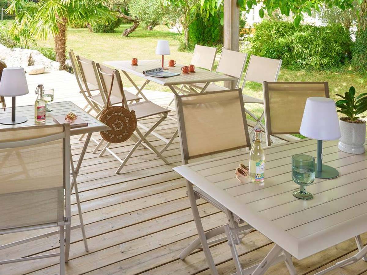 Hesperide - Lot de 4 chaises de jardin pliante métal Modula Lin/argile - Hespéride - Image 4