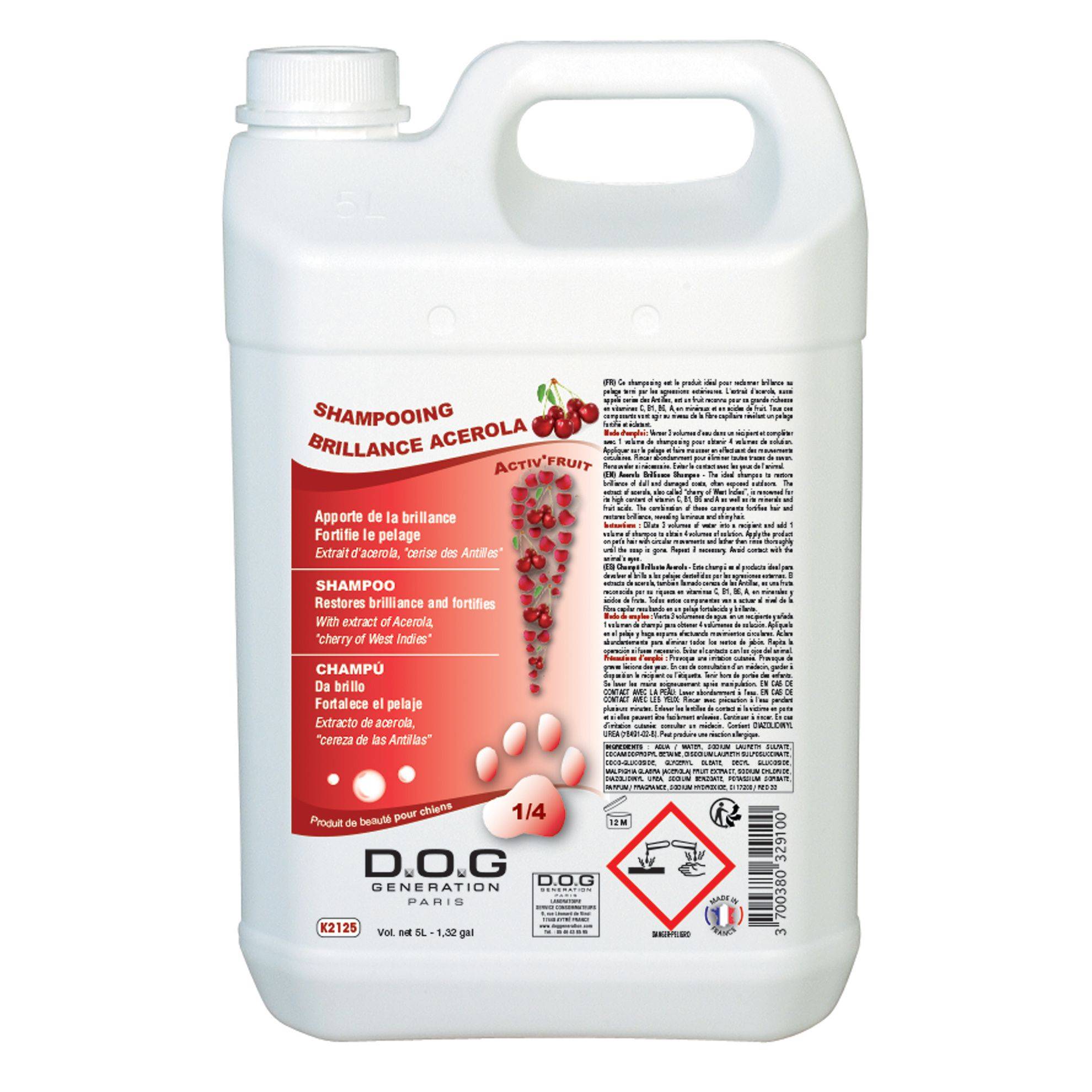 Shampoing Brillance Acerola Dog Generation : 5 litres DOG GENERATION