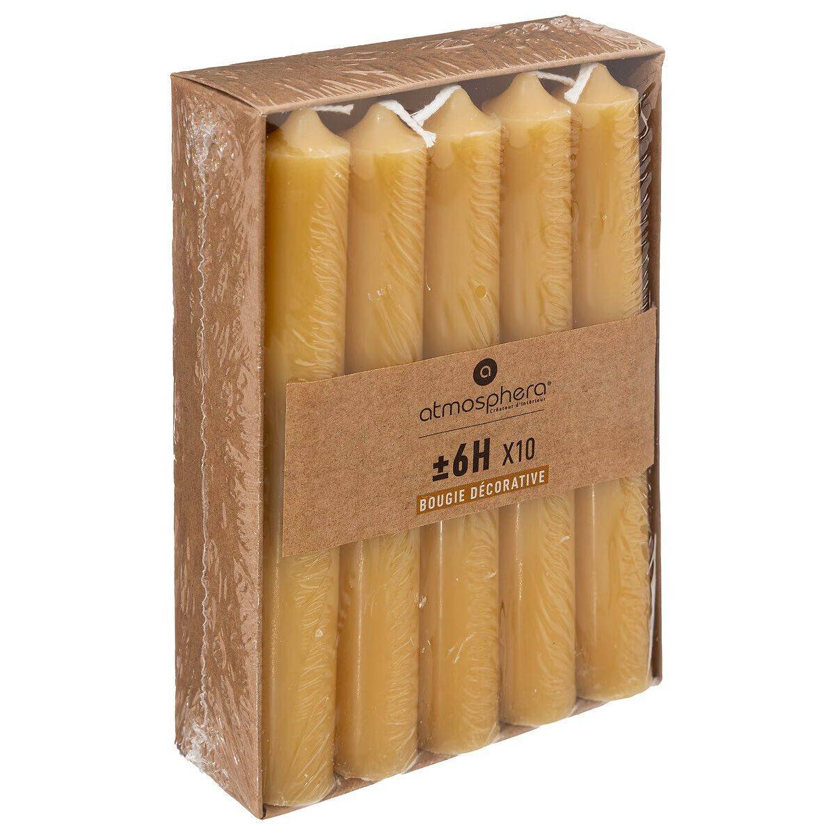 Lot de 10 Bougies Bâtons Jaune H 16 cm - Image 3