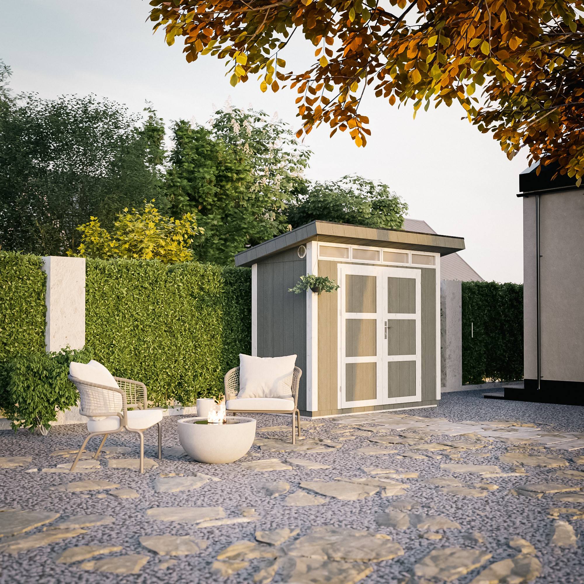 Timbela - Abri de Jardin Qualité Premium 3m² / L161xL294cm - Kit tout compris avec sol, tuiles bitumineuses, set de peinture - Timbela M901A-TERRA BROWN - Image 5