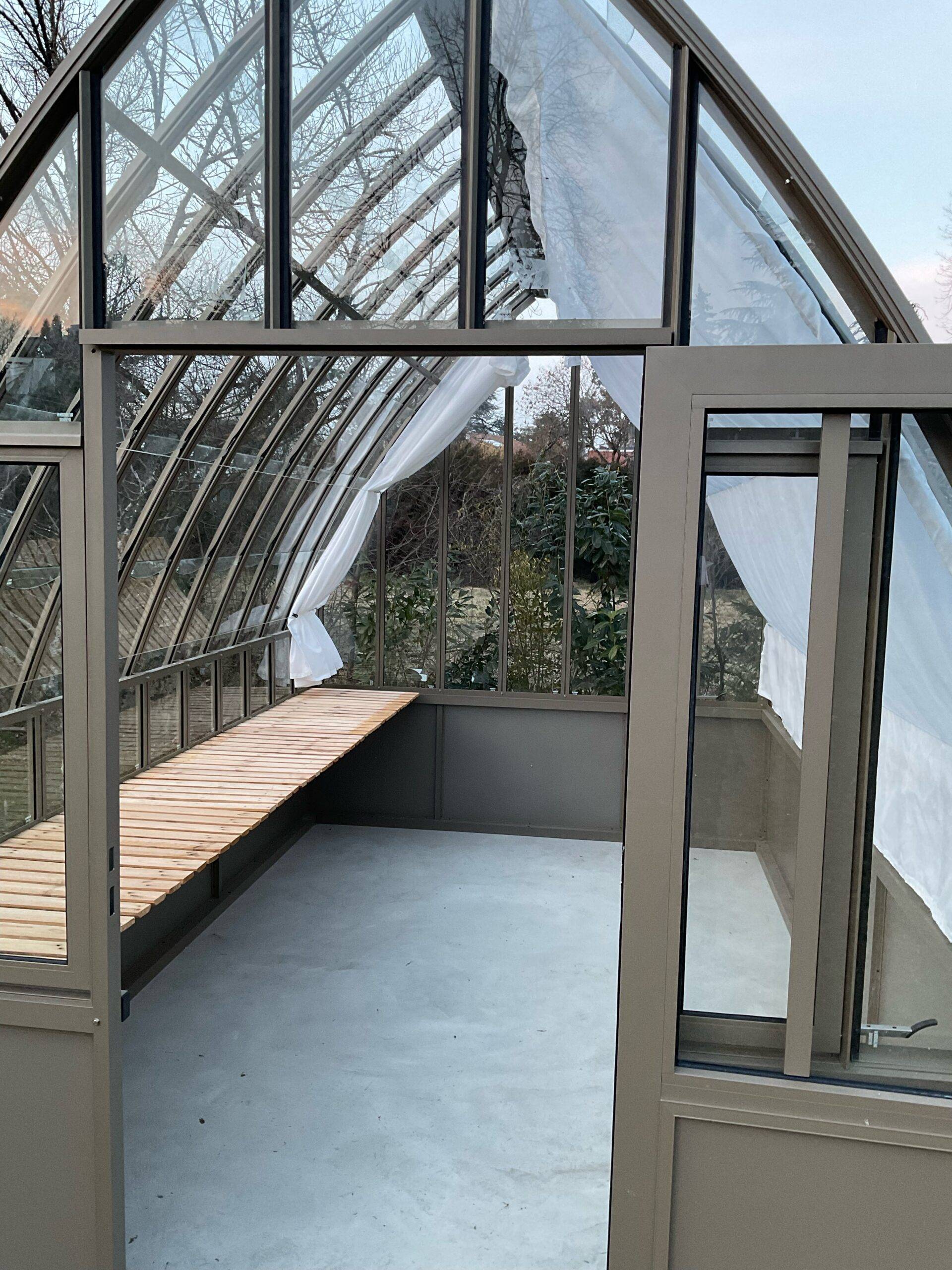 7m2 -  Serre en tuile de verre à l'ancienne - Eugénie Soubassement - Aluminium - 7m² - Gris Anthracite Structuré  - L'atelier Des Serres - Imagen 6