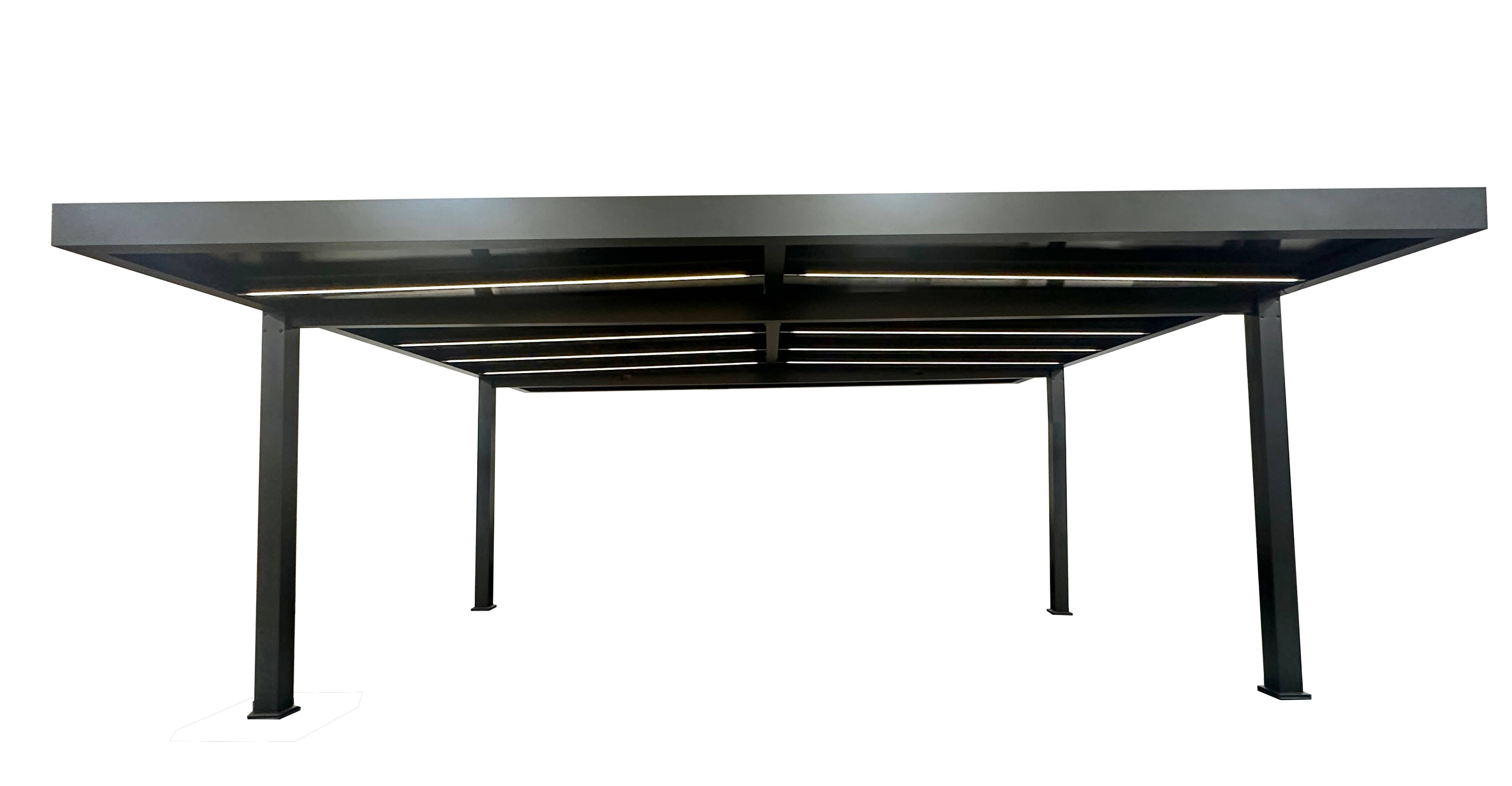 Green Outside - Carport aluminium 5,15mx 6m GREEN OUTSIDE coloris noir 2 places avec eclairage LED