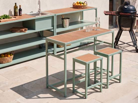 Beliani - Table de repas, 2 Personnes Acier Vert clair AVETRANA - 50x150x90- Beliani - Image 1