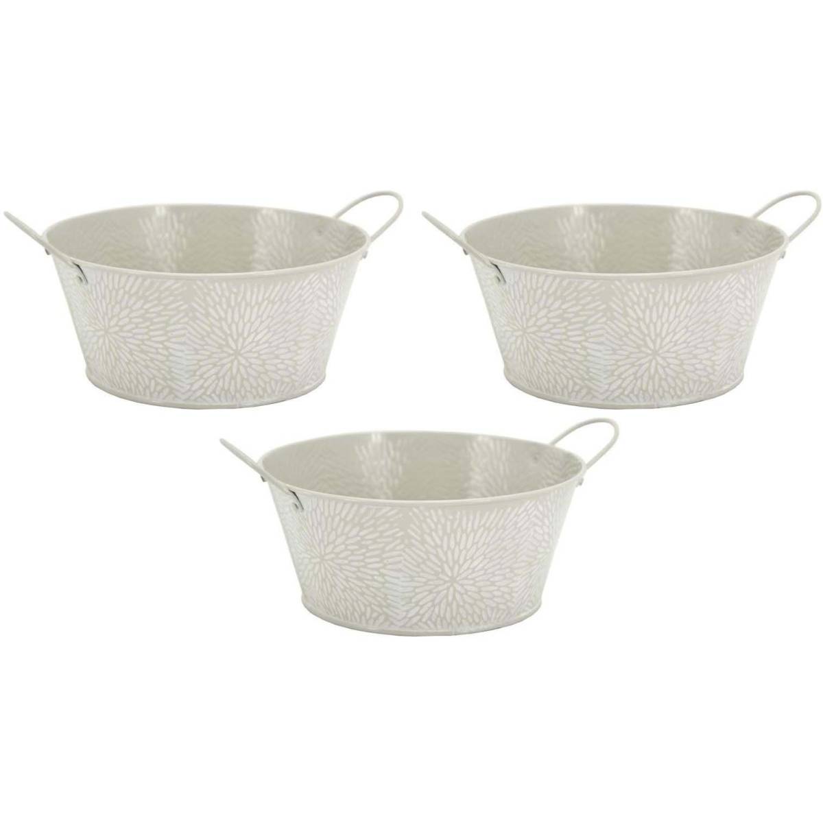 Aubry Gaspard - Corbeille ronde en métal laqué motif floral (Lot de 3) - Imagen 1