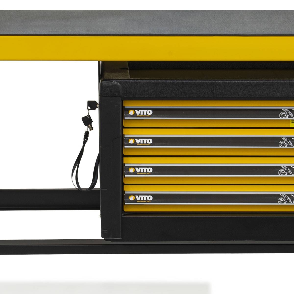 Etabli de travail 4 tiroirs Plateau 150 x 78cm Anti rayures 4 pieds réglables Charge 2000 kg VITO - Imagen 4
