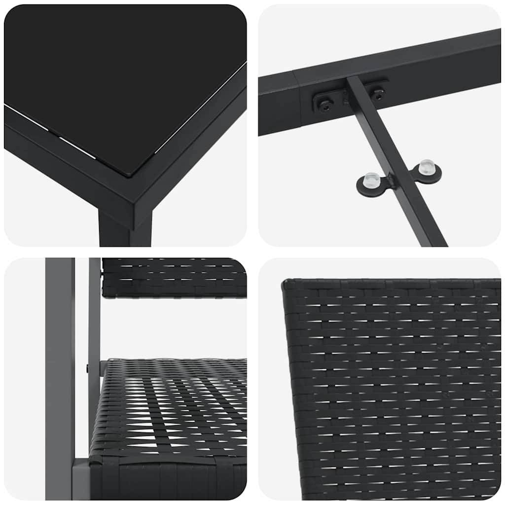 Salon de jardin 2 personnes résine tressée avec table en verre pour balcon et terrasse Noir – ComfortXL Outdoor Living - Image 9