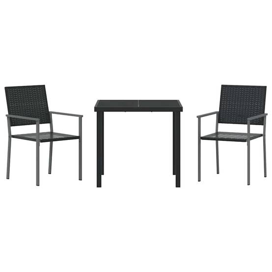 Salon de jardin 2 personnes résine tressée avec table en verre pour balcon et terrasse Noir – ComfortXL Outdoor Living - Image 7