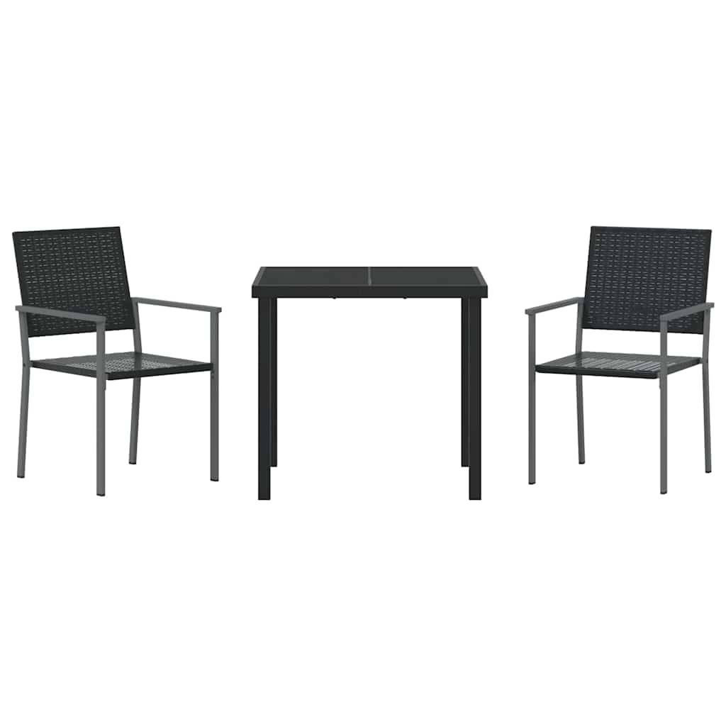 Salon de jardin 2 personnes résine tressée avec table en verre pour balcon et terrasse Noir – ComfortXL Outdoor Living - Image 7