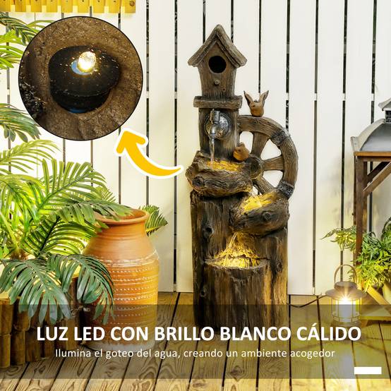 Fontaine de jardin cascade résine extérieur décoration LED débit réglable 92cm - ComfortXL Outdoor Living - Image 7